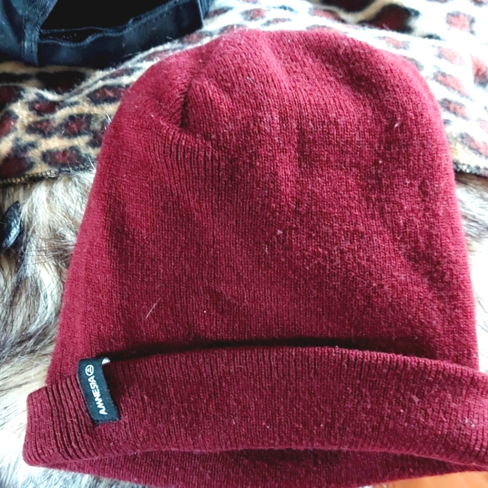 Amnesia Burgundy Knit Beanie